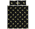 Black And Yellow Lightning Pattern Print Quilt Bed Set