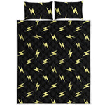 Black And Yellow Lightning Pattern Print Quilt Bed Set