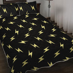 Black And Yellow Lightning Pattern Print Quilt Bed Set