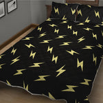 Black And Yellow Lightning Pattern Print Quilt Bed Set