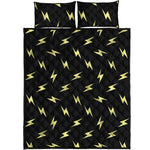 Black And Yellow Lightning Pattern Print Quilt Bed Set