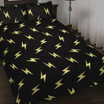 Black And Yellow Lightning Pattern Print Quilt Bed Set