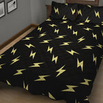 Black And Yellow Lightning Pattern Print Quilt Bed Set