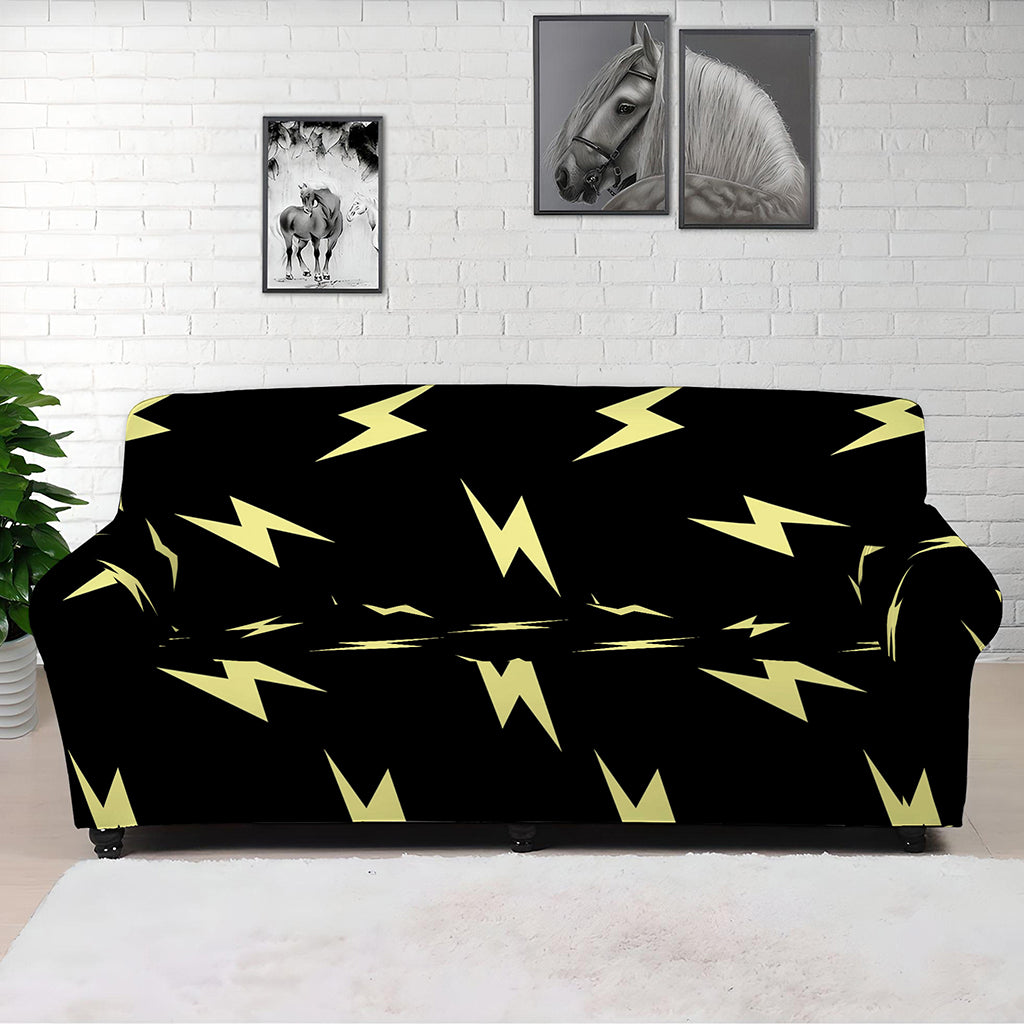 Black And Yellow Lightning Pattern Print Sofa Cover
