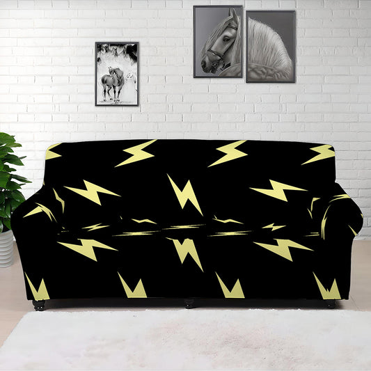 Black And Yellow Lightning Pattern Print Sofa Cover