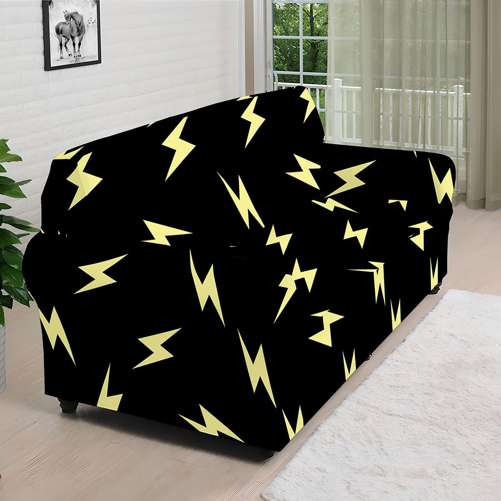 Black And Yellow Lightning Pattern Print Sofa Cover