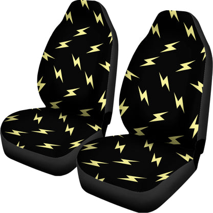 Black And Yellow Lightning Pattern Print Universal Fit Car Seat Covers