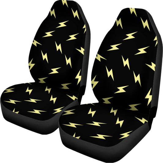 Black And Yellow Lightning Pattern Print Universal Fit Car Seat Covers