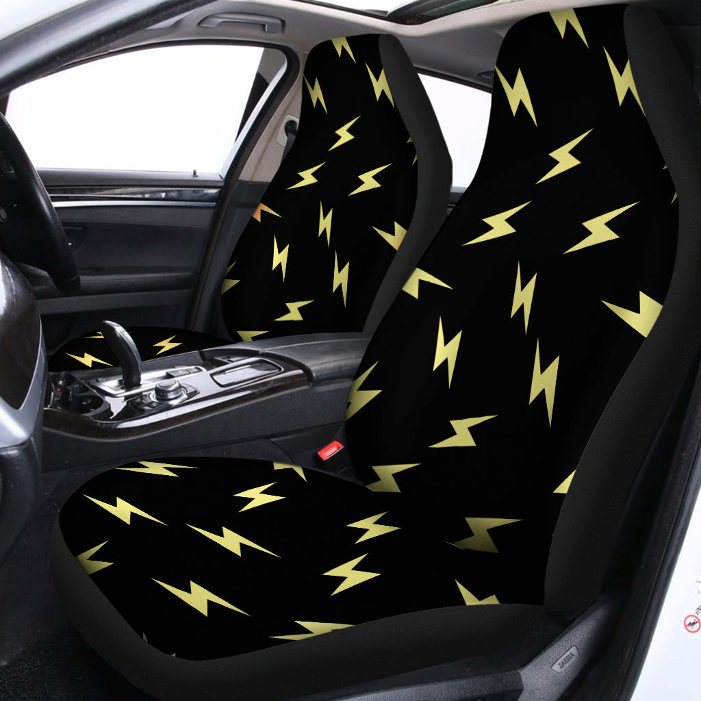 Black And Yellow Lightning Pattern Print Universal Fit Car Seat Covers