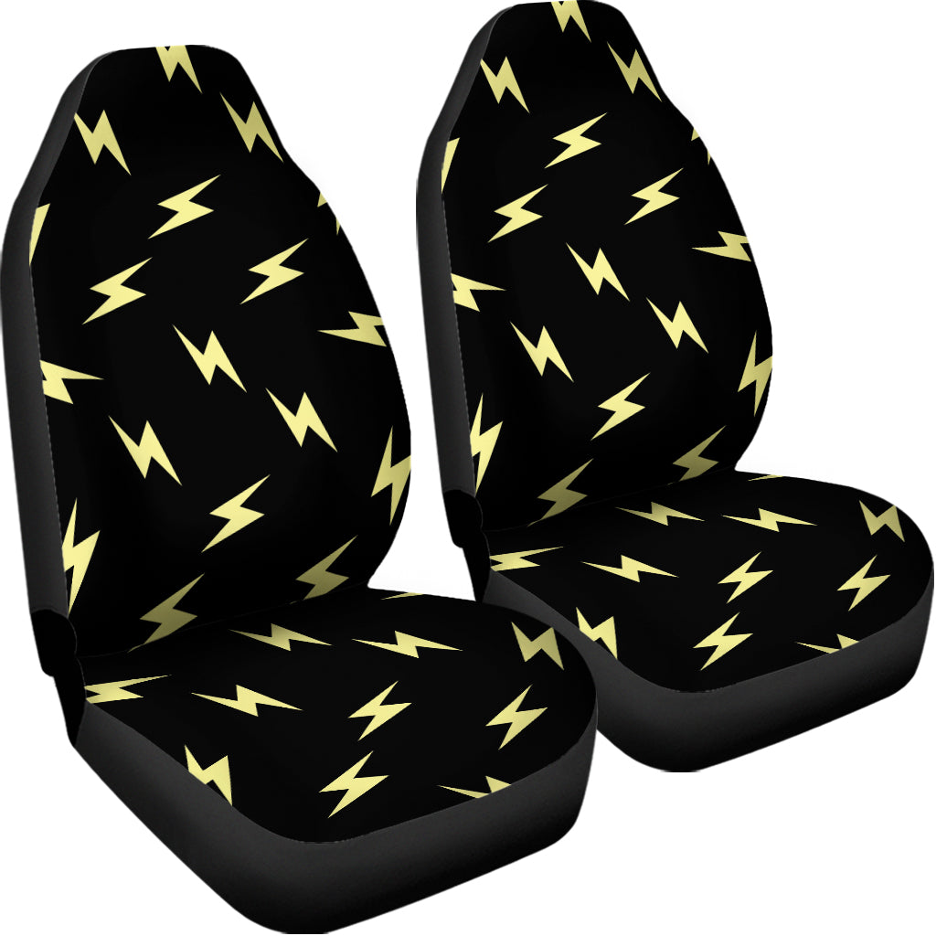 Black And Yellow Lightning Pattern Print Universal Fit Car Seat Covers