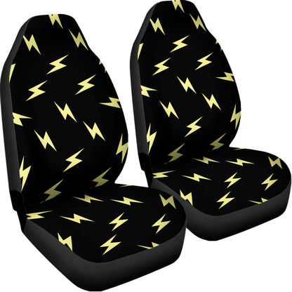 Black And Yellow Lightning Pattern Print Universal Fit Car Seat Covers