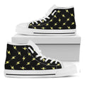 Black And Yellow Lightning Pattern Print White High Top Sneakers