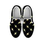 Black And Yellow Lightning Pattern Print White Slip On Shoes