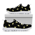 Black And Yellow Lightning Pattern Print White Running Shoes