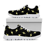 Black And Yellow Lightning Pattern Print White Sneakers