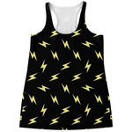 Black And Yellow Lightning Pattern Print Women's Racerback Tank Top