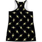 Black And Yellow Lightning Pattern Print Women's Racerback Tank Top