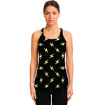 Black And Yellow Lightning Pattern Print Women's Racerback Tank Top