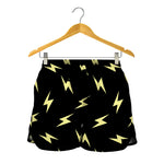 Black And Yellow Lightning Pattern Print Women's Shorts