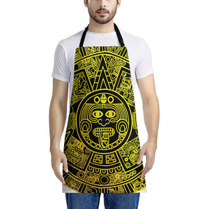 Black And Yellow Maya Calendar Print Apron