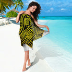 Black And Yellow Maya Calendar Print Beach Sarong Wrap