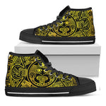Black And Yellow Maya Calendar Print Black High Top Shoes
