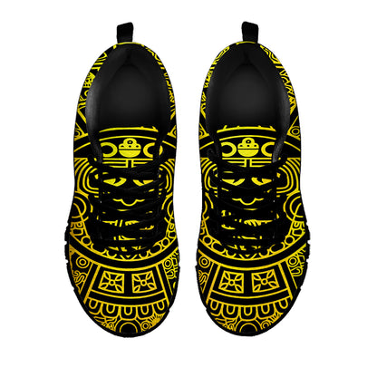 Black And Yellow Maya Calendar Print Black Sneakers