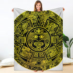 Black And Yellow Maya Calendar Print Blanket