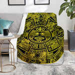Black And Yellow Maya Calendar Print Blanket