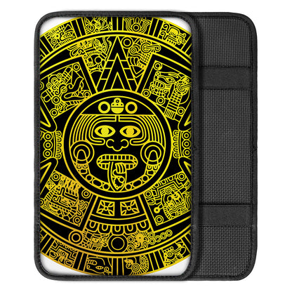 Black And Yellow Maya Calendar Print Car Center Console Cover