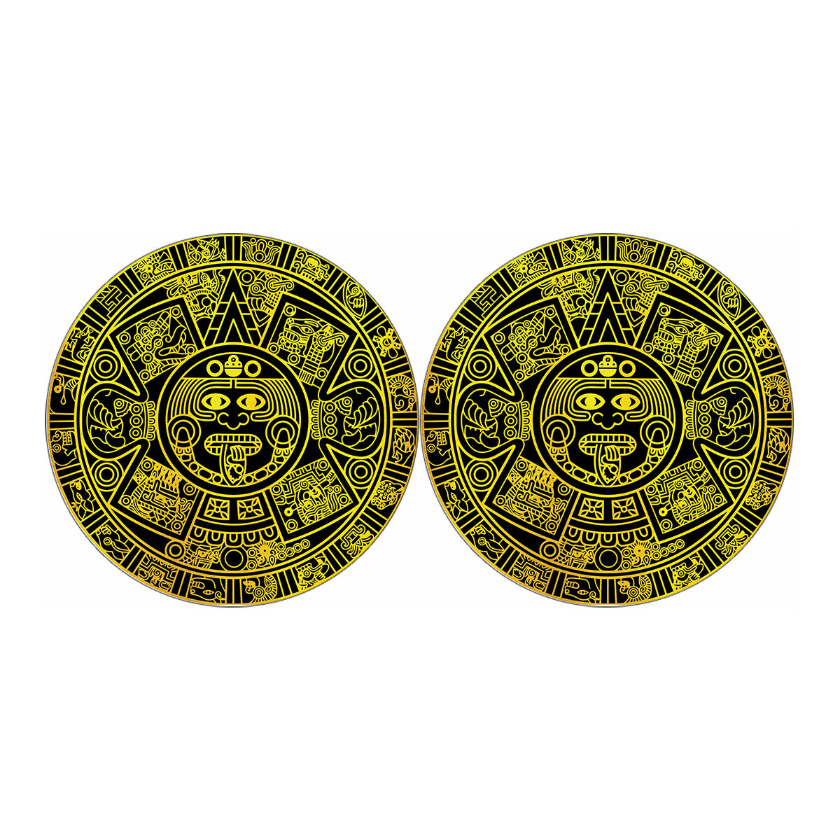 Black And Yellow Maya Calendar Print Car Coasters