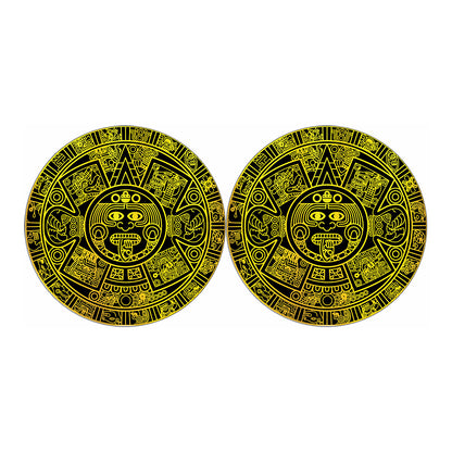 Black And Yellow Maya Calendar Print Car Coasters
