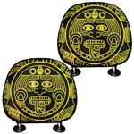 Black And Yellow Maya Calendar Print Car Headrest Covers