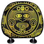 Black And Yellow Maya Calendar Print Car Headrest Covers