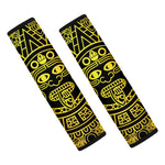 Black And Yellow Maya Calendar Print Car Seat Belt Covers