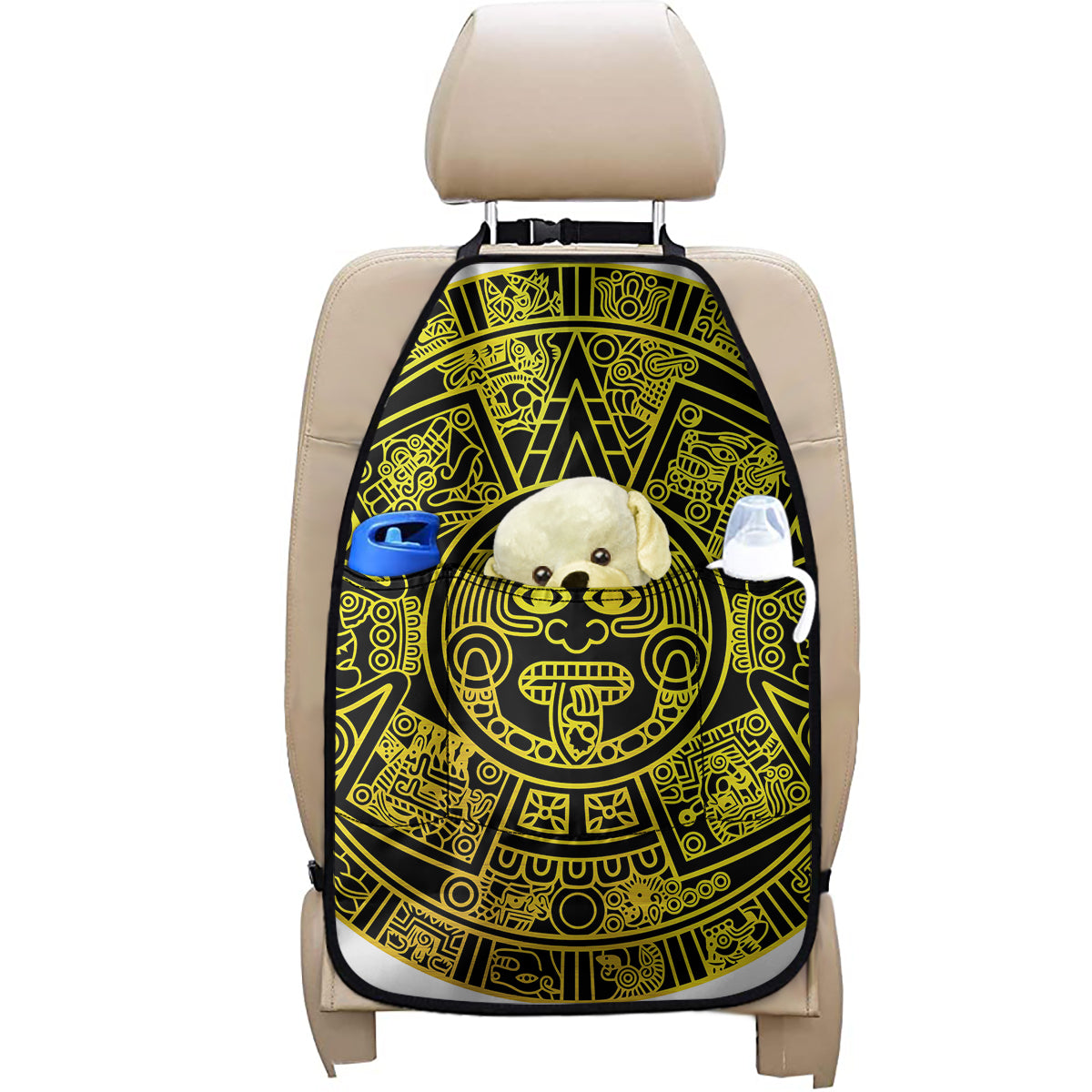 Black And Yellow Maya Calendar Print Car Seat Organizers