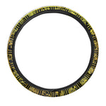 Black And Yellow Maya Calendar Print Car Steering Wheel Cover