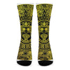 Black And Yellow Maya Calendar Print Crew Socks