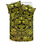 Black And Yellow Maya Calendar Print Duvet Cover Bedding Set