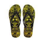 Black And Yellow Maya Calendar Print Flip Flops