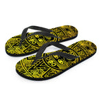 Black And Yellow Maya Calendar Print Flip Flops