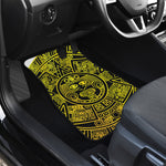 Black And Yellow Maya Calendar Print Front and Back Car Floor Mats