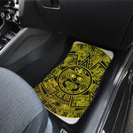 Black And Yellow Maya Calendar Print Front and Back Car Floor Mats
