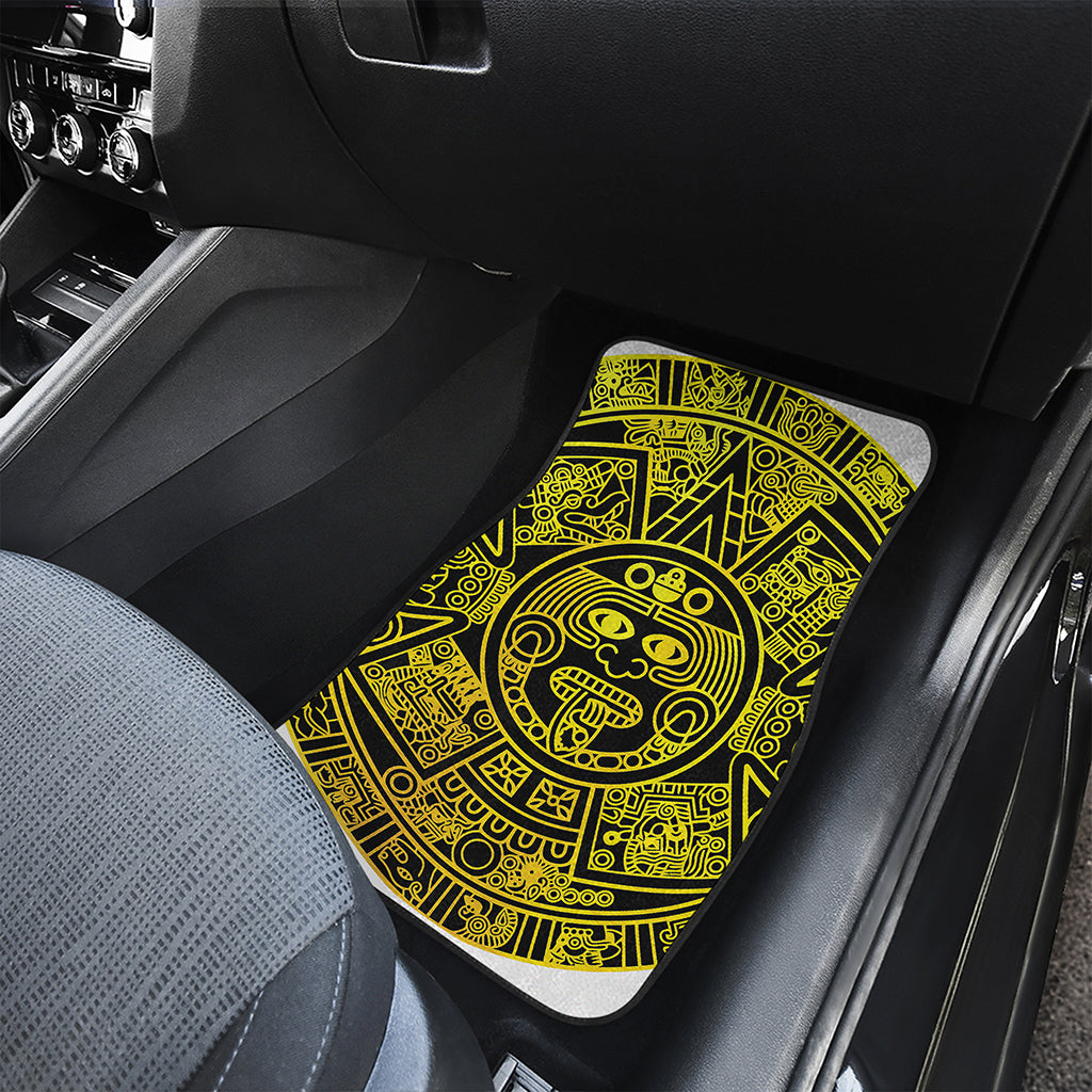 Black And Yellow Maya Calendar Print Front Car Floor Mats