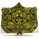 Black And Yellow Maya Calendar Print Hooded Blanket
