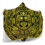 Black And Yellow Maya Calendar Print Hooded Blanket