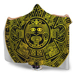 Black And Yellow Maya Calendar Print Hooded Blanket