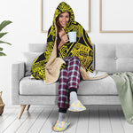 Black And Yellow Maya Calendar Print Hooded Blanket