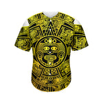 Black And Yellow Maya Calendar Print Men's Baseball Jersey