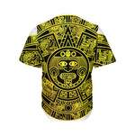 Black And Yellow Maya Calendar Print Men's Baseball Jersey